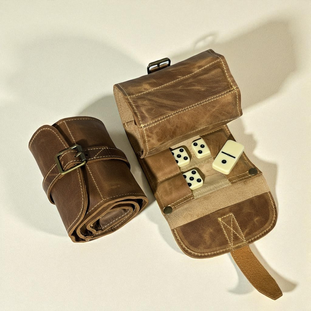 Juego de Dominó Artesanal en Estuche de Cuero