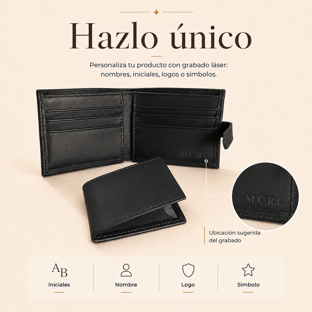 Billetera Traba y Tarjetero Interior Negro