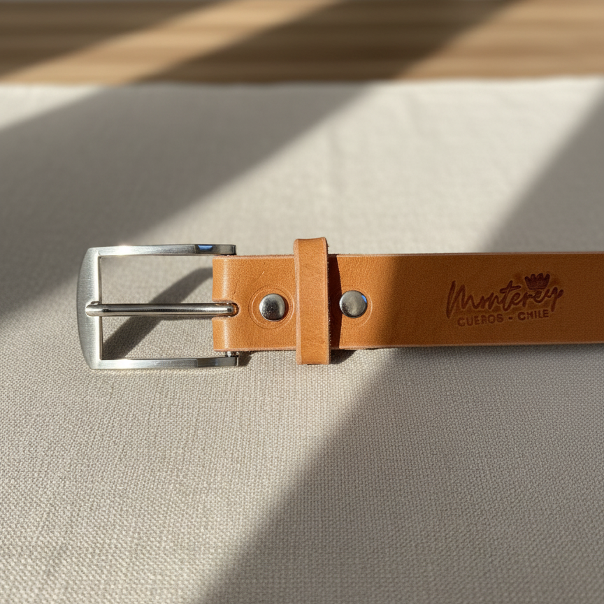 Cinturón de Cuero Hebilla Cuadrada Diagonal