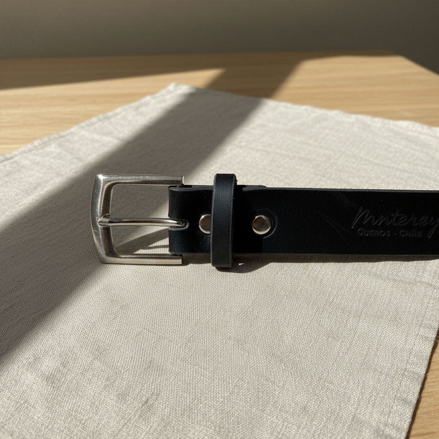 Cinturón Cuero Clásico Hebilla Cuadrada