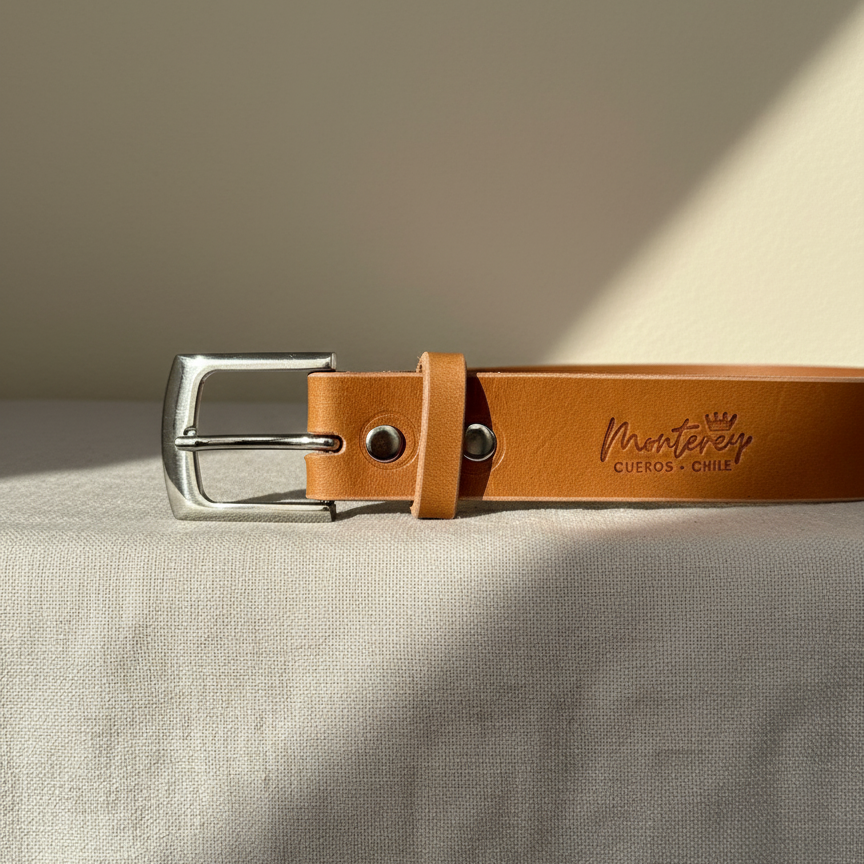 Cinturón Cuero Clásico Hebilla Cuadrada