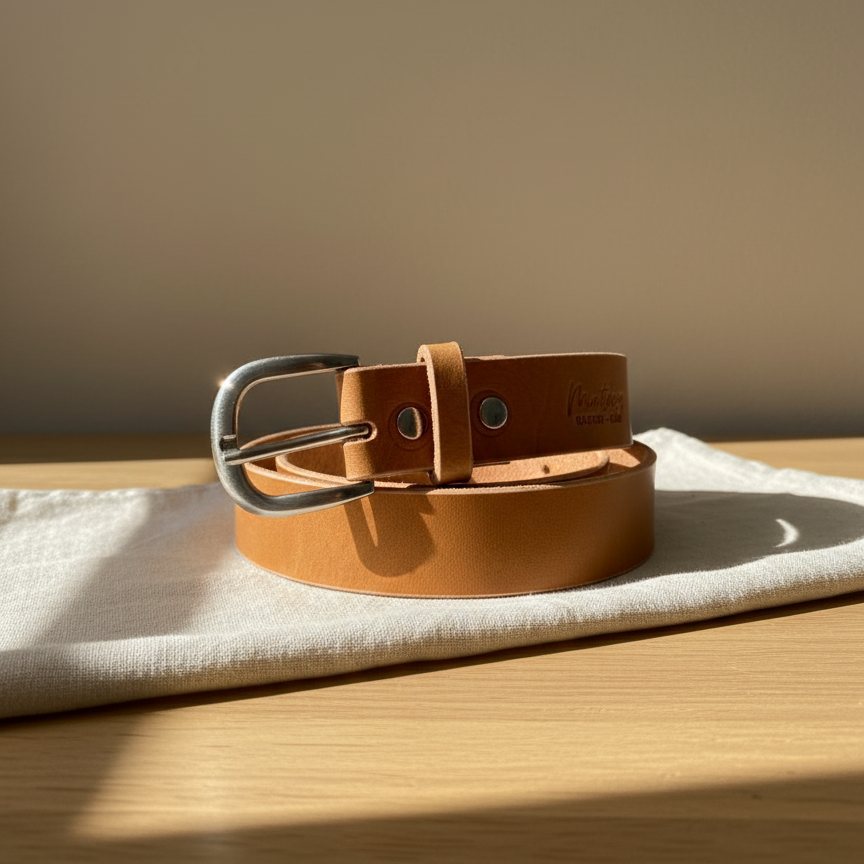 Cinturón Cuero Hebilla Redonda