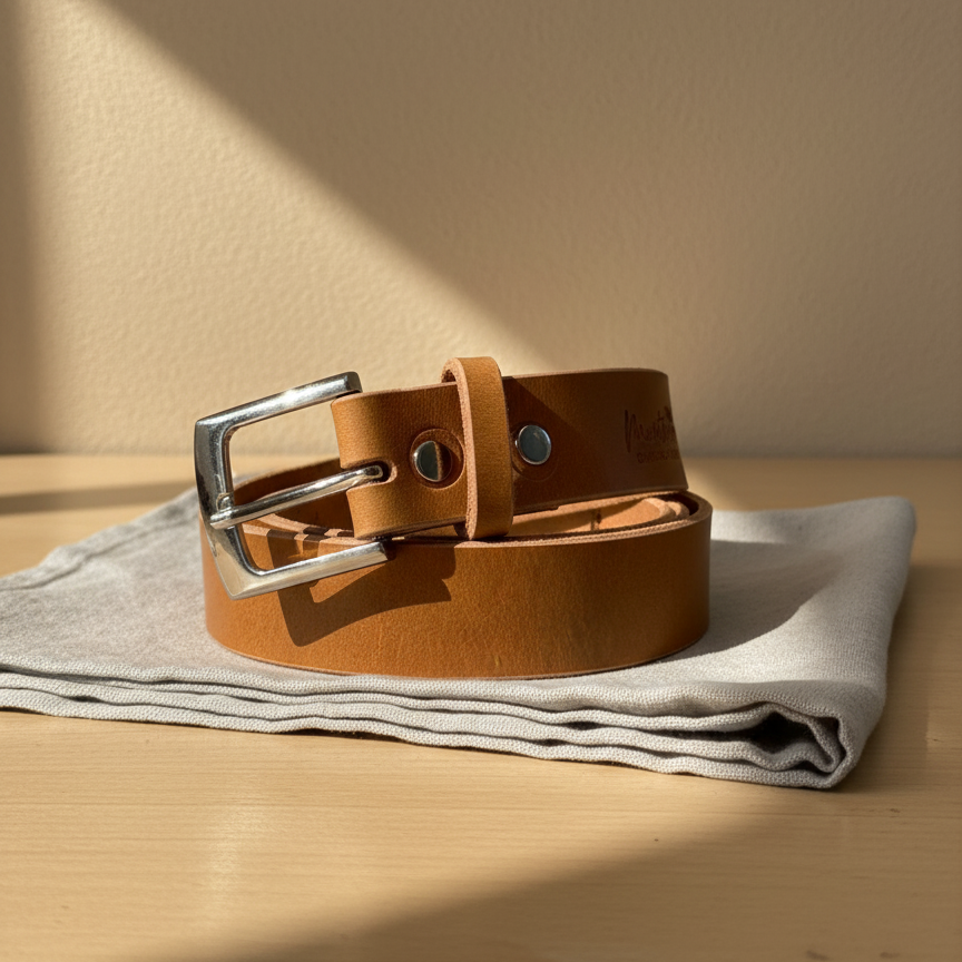 Cinturón Cuero Clásico Hebilla Cuadrada