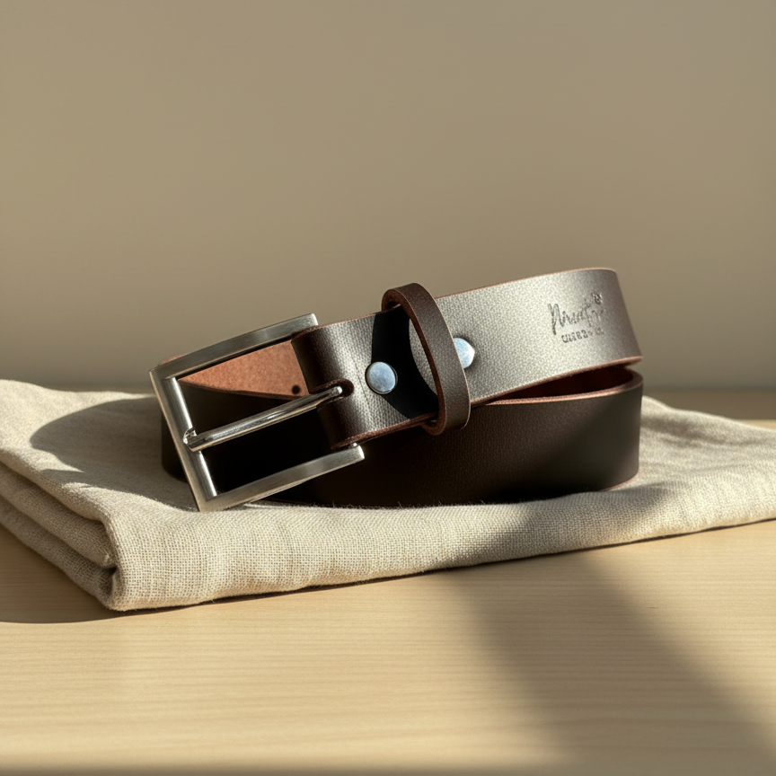 Cinturón Cuero Clásico Hebilla Cuadrada