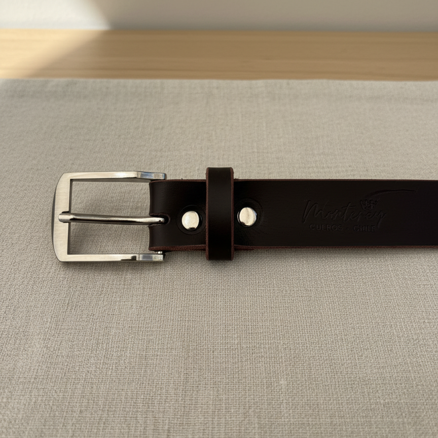 Cinturón de Cuero Hebilla Cuadrada Diagonal