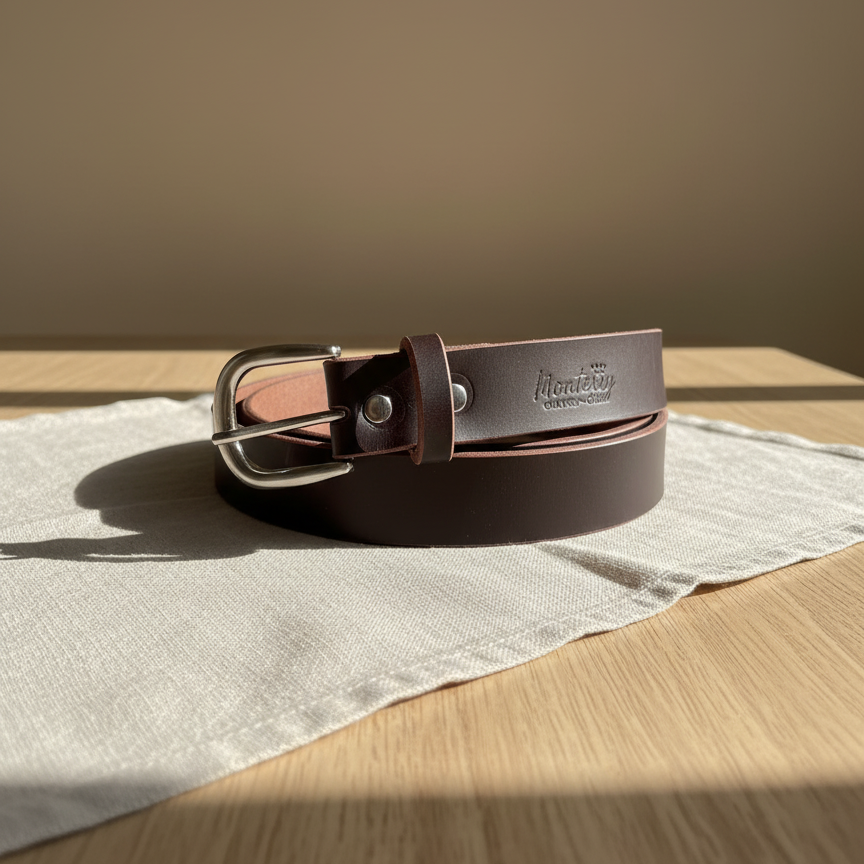 Cinturón Cuero Hebilla Redonda