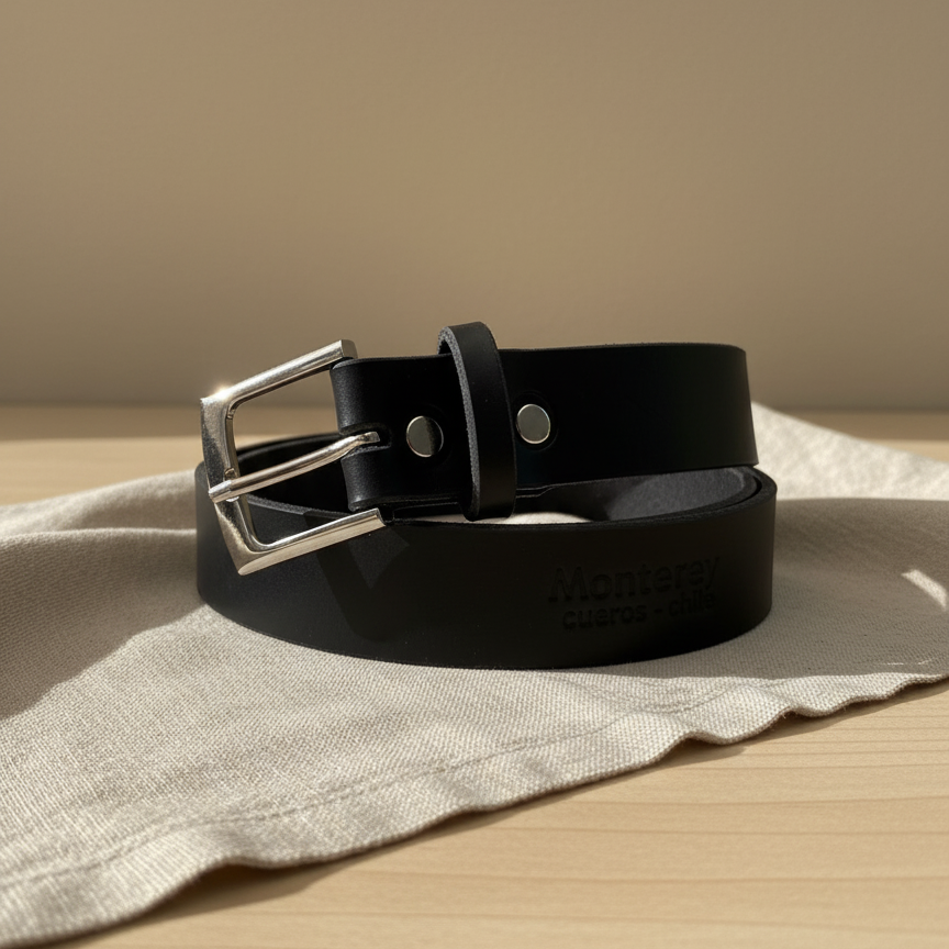 Cinturón Cuero Clásico Hebilla Cuadrada