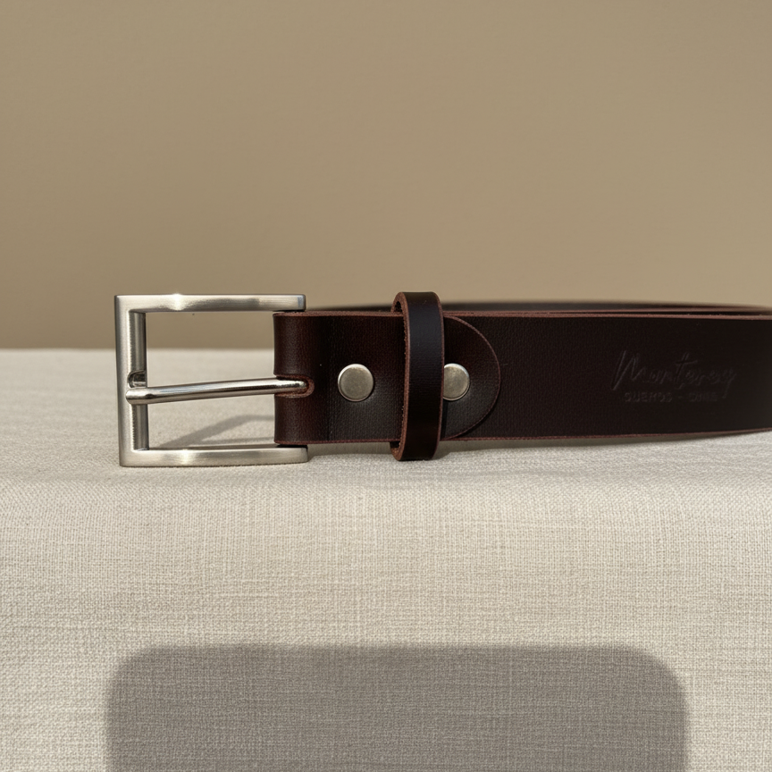 Cinturón Cuero Clásico Hebilla Cuadrada