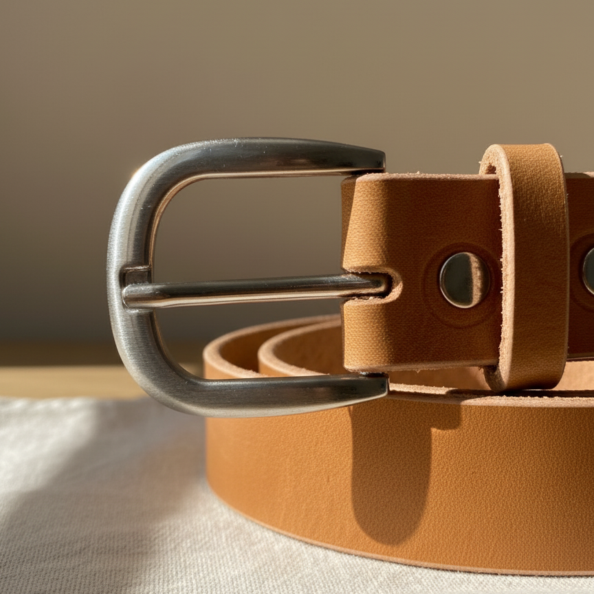 Cinturón Cuero Hebilla Redonda