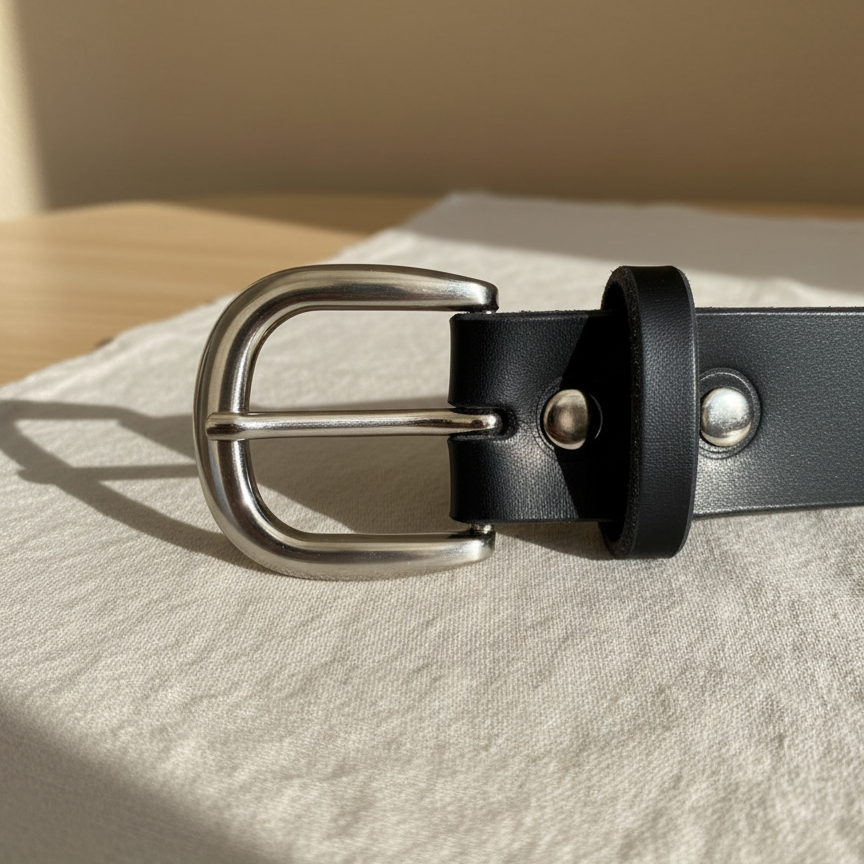 Cinturón Cuero Hebilla Redonda